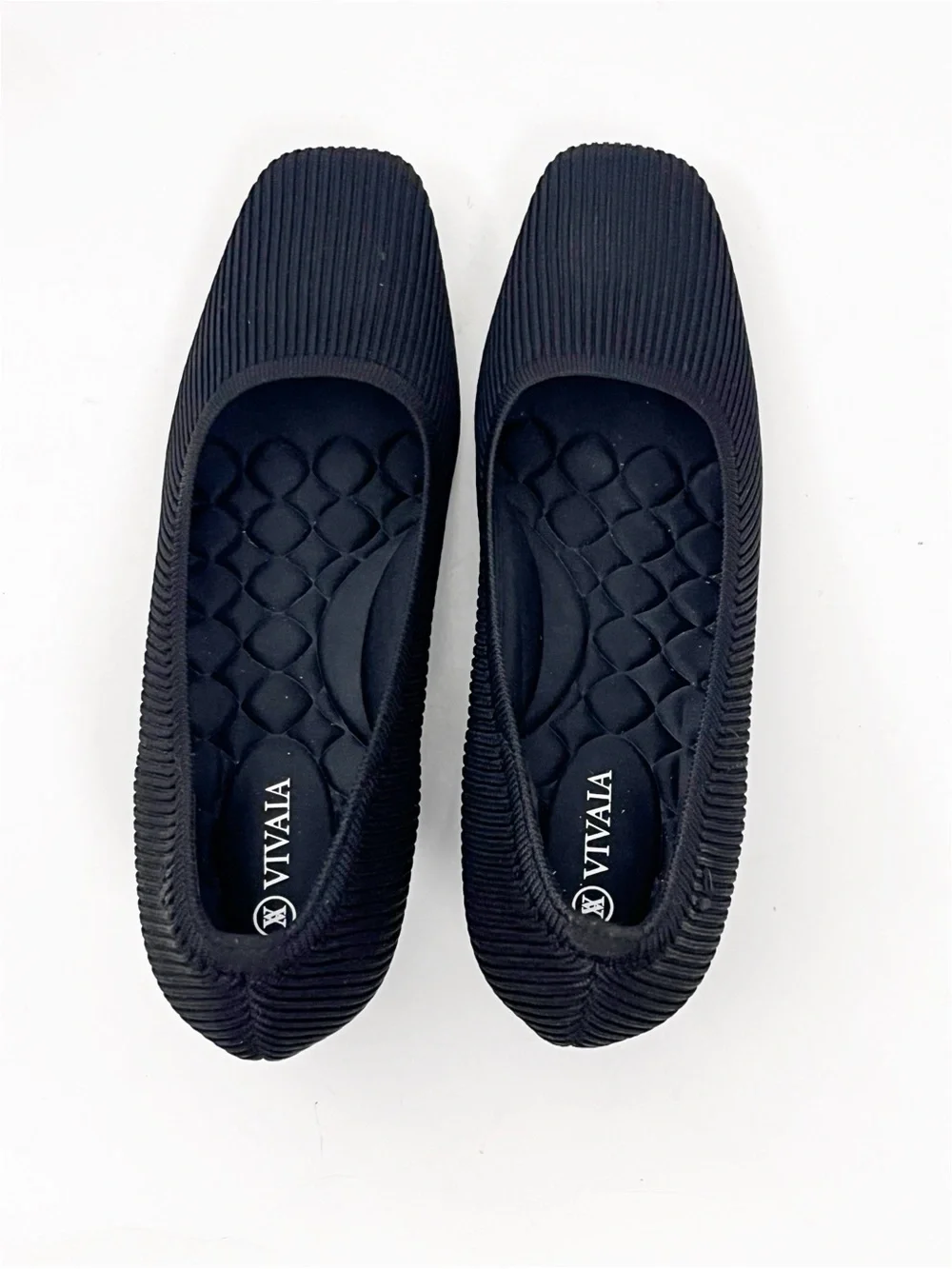 VIVAIA Black Square Toe Wedge Heel Slip On Loafers Shoes EU42 Casual Comfort